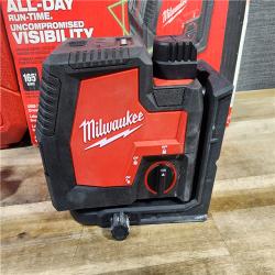 HOUSTON LOCATION - AS-IS Milwaukee-3522-21 Green Beam Laser Cross Line Plumb Point USB Rechargeable