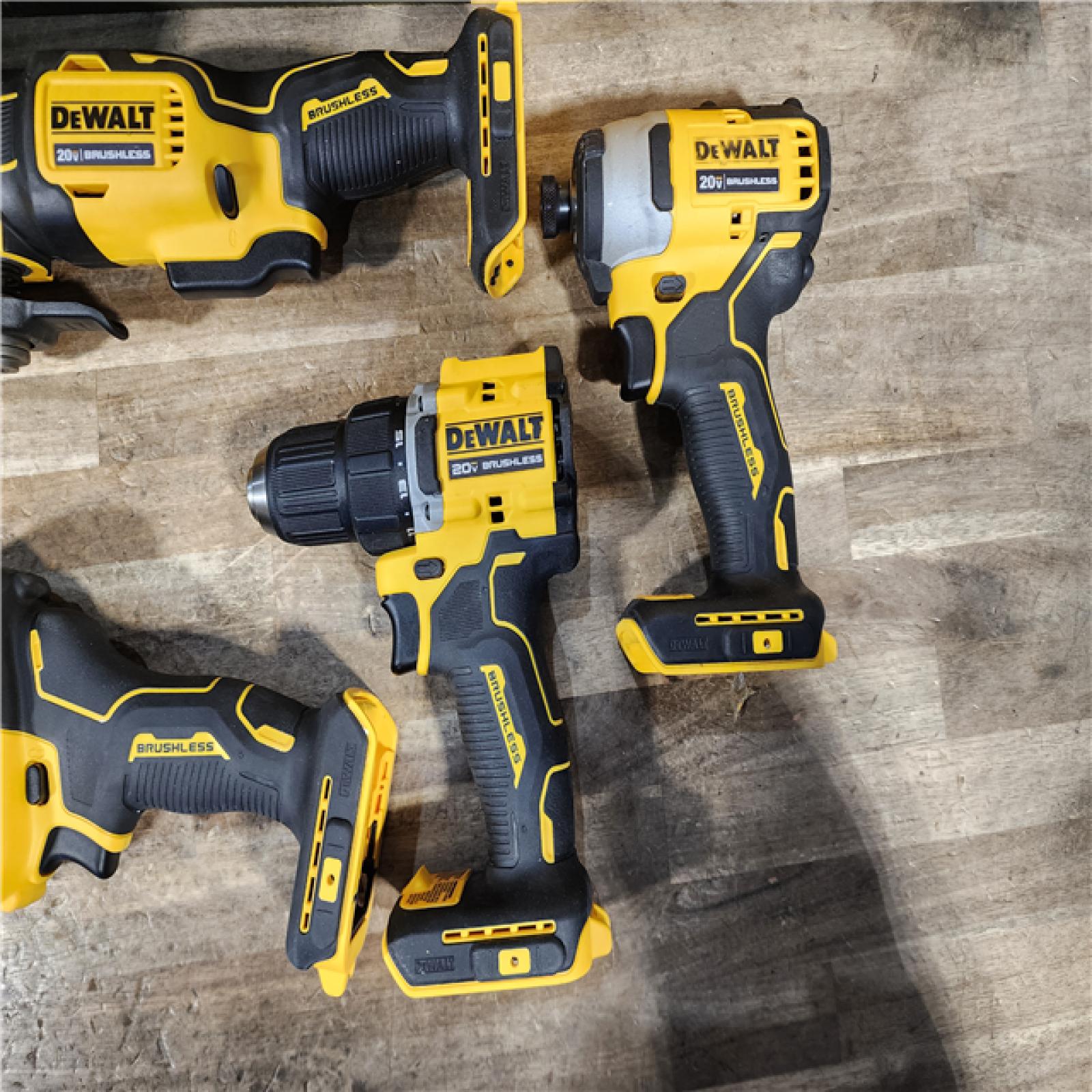 HOUSTON LOCATION - AS-IS DEWALT ATOMIC 20-Volt Lithium-Ion Cordless Brushless Combo Kit (4-Tool)